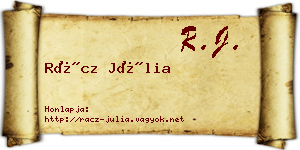 Rácz Júlia névjegykártya